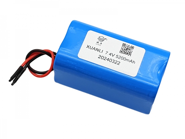 7.4V 5200mAh cylindrical lithium battery - two wires
